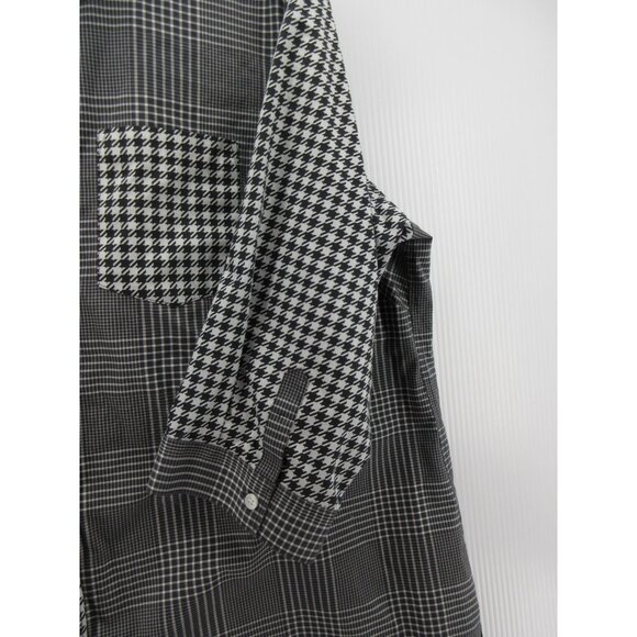 Lands End Top 18W Plus Shirt Patchwork Houndstooth Plaid No Iron - Picture 4 of 11